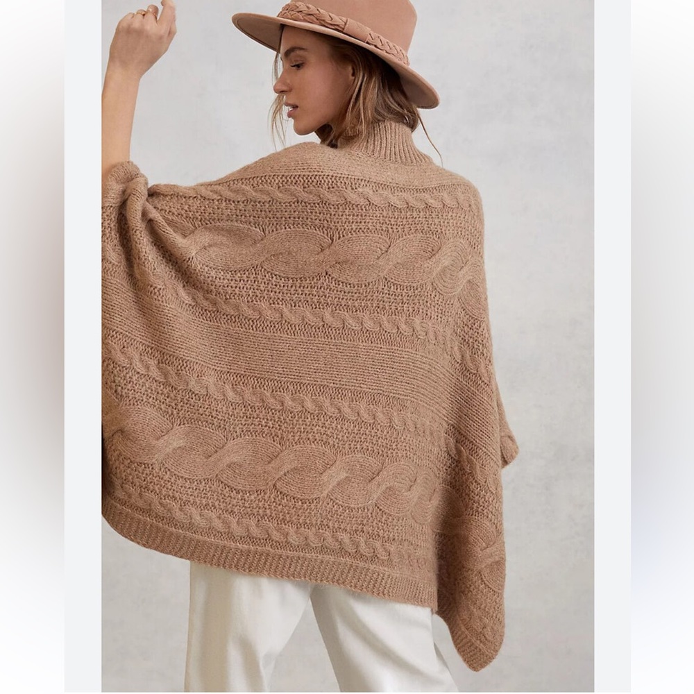 Anthropologie Rosamund -Cable Knit Poncho Sweater